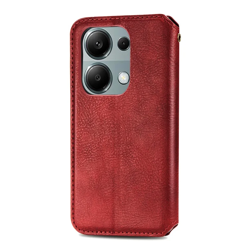 Pour Xiaomi Redmi Note 13 Pro 4G / Poco M6 Pro 4G Étui de téléphone Rhombus Leather Wallet Cover - Rouge