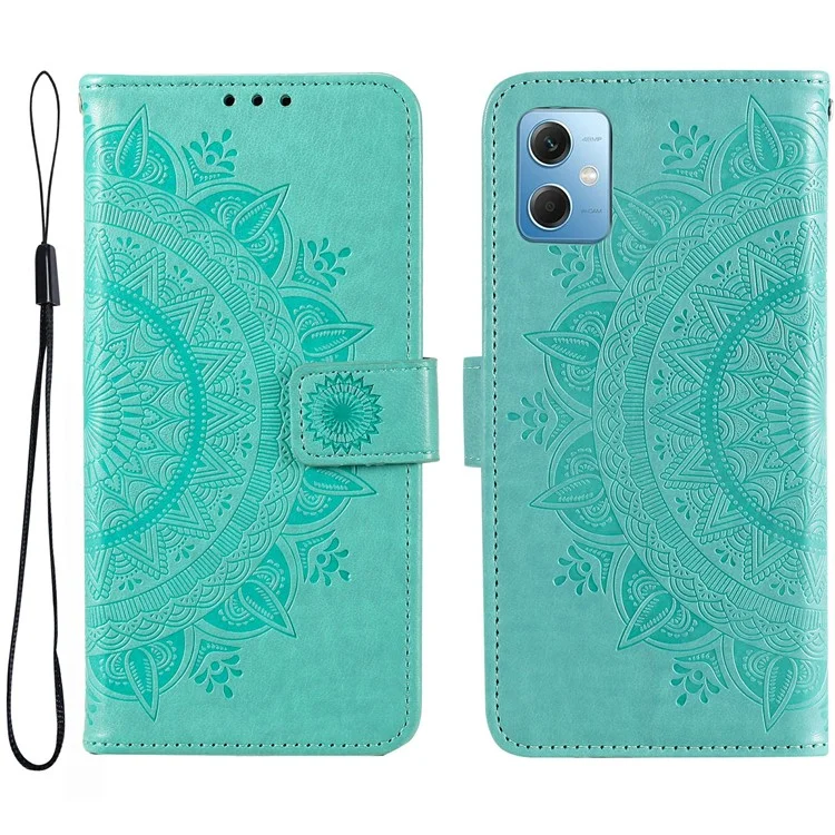 For Motorola Moto G64 5G Phone Case PU Leather Imprinted Design Wallet Flip Phone Cover - Green