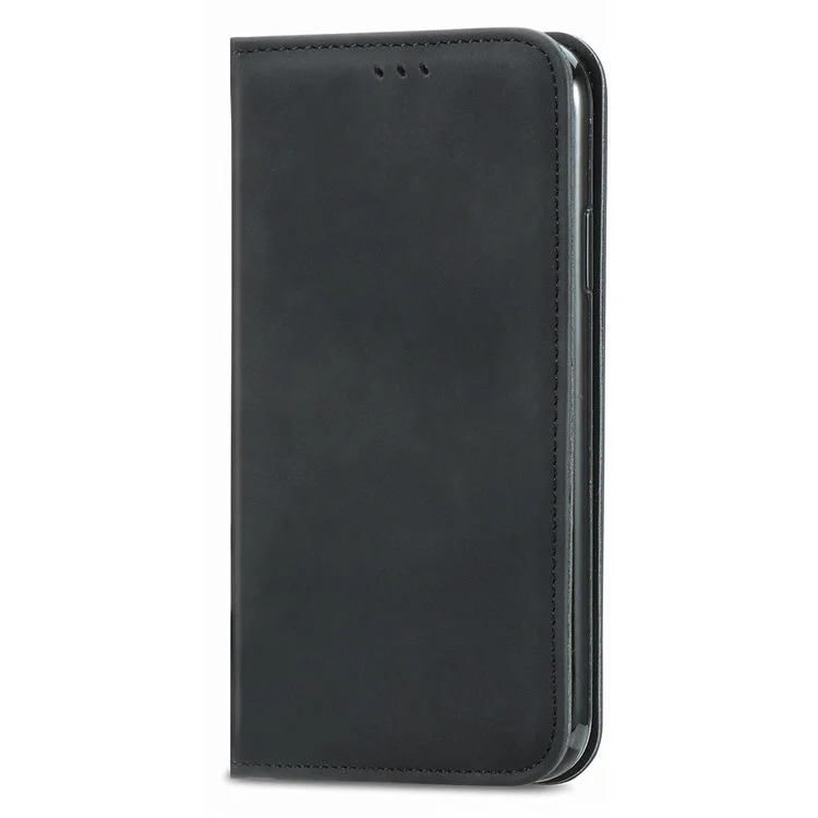 Para Motorola Moto G45 5G / G34 5G Funda magnética de piel sintética con tacto de piel - Negra