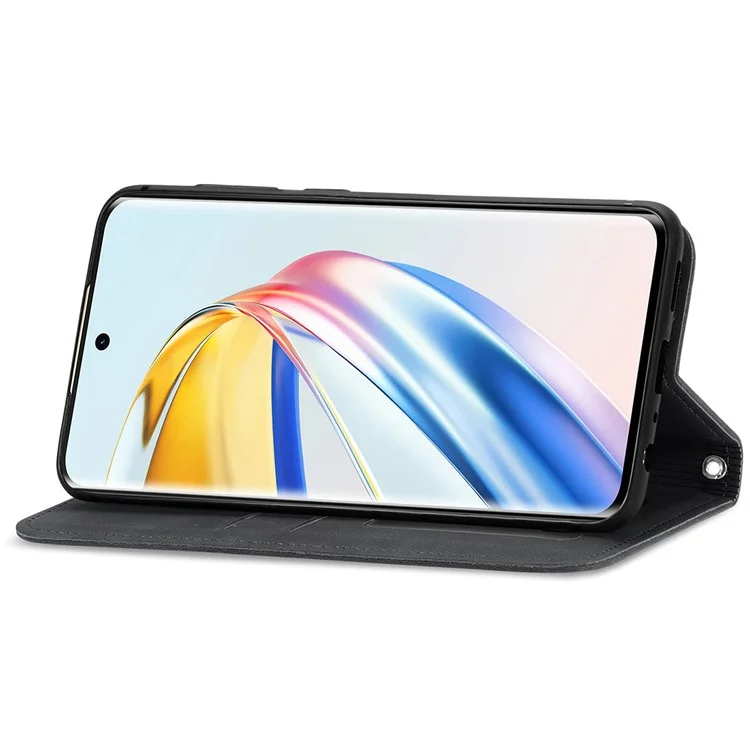 For Honor X9b 5G / Magic6 Lite 5G / X50 5G Case PU Leather Skin-touch Mobile Phone Stand Cover - Black