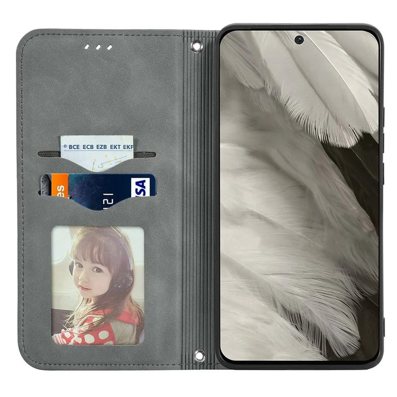 For Google Pixel 8a Book Style Flip Case PU Leather Skin-touch Phone Cover - Grey