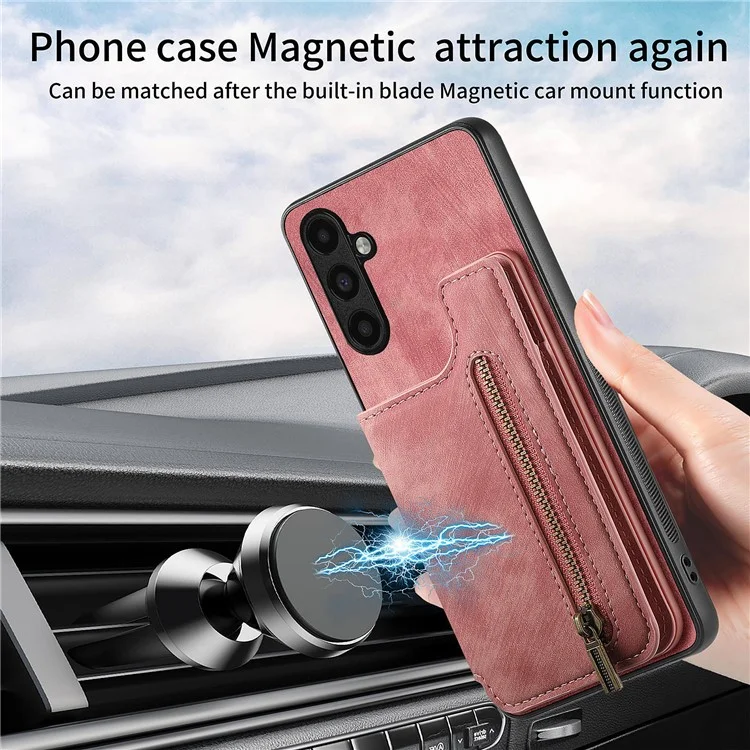 D15 Für Samsung Galaxy A13 5G / A04s 4G (164,7 x 76,7 x 9,1 mm) Wallet Case Retro PU+TPU Kickstand Handyhülle - Pink