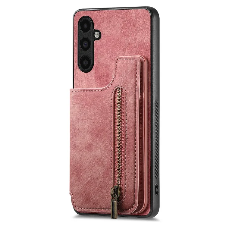 D15 Für Samsung Galaxy A13 5G / A04s 4G (164,7 x 76,7 x 9,1 mm) Wallet Case Retro PU+TPU Kickstand Handyhülle - Pink