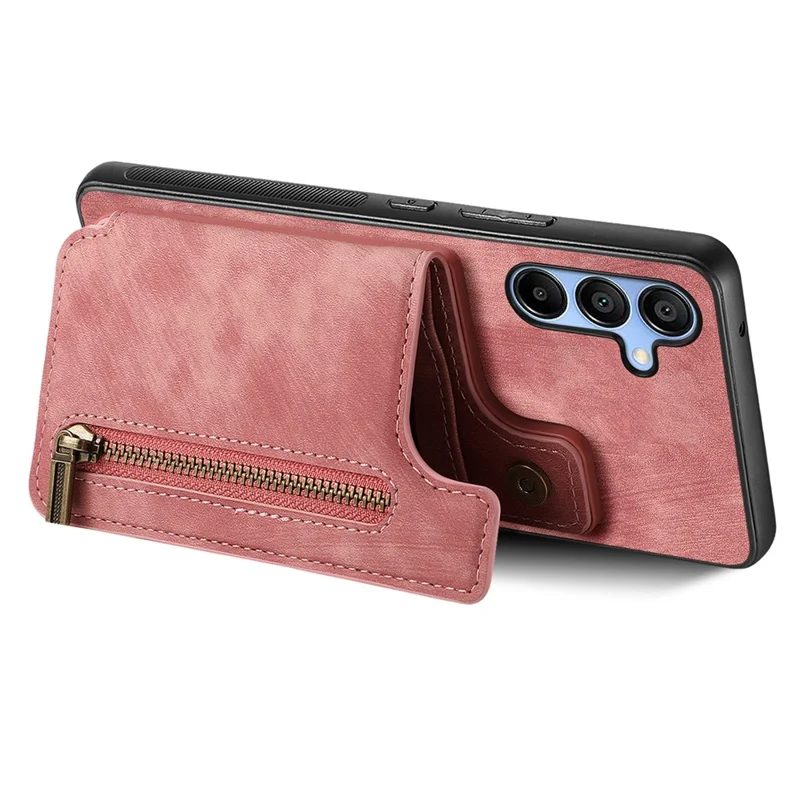 D15 For Samsung Galaxy A34 5G Case Retro PU+TPU Wallet Phone Cover with Kickstand - Pink