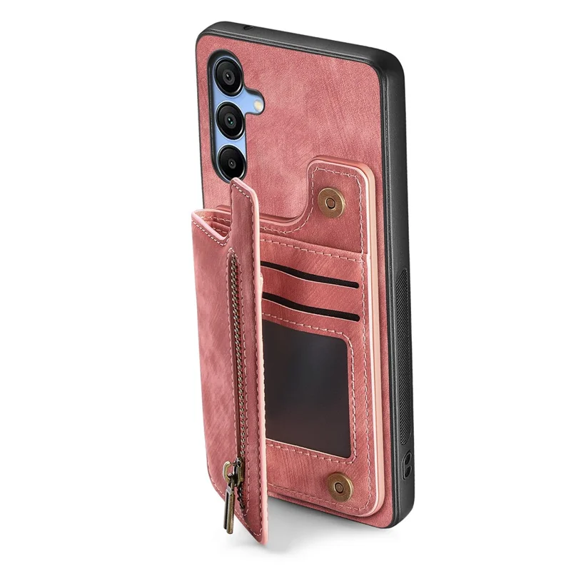D15 For Samsung Galaxy A34 5G Case Retro PU+TPU Wallet Phone Cover with Kickstand - Pink