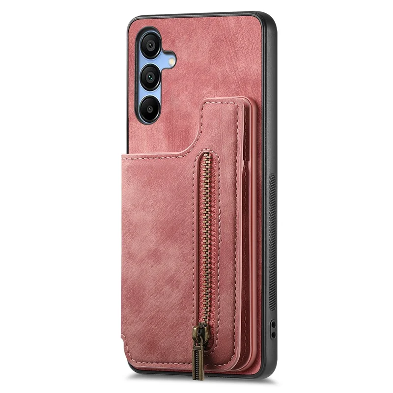 D15 For Samsung Galaxy A34 5G Case Retro PU+TPU Wallet Phone Cover with Kickstand - Pink