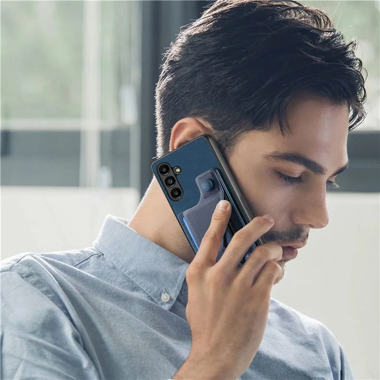 D13 For Samsung Galaxy A34 5G Case Retro Leather Card Slot Phone Shell with Kickstand - Black