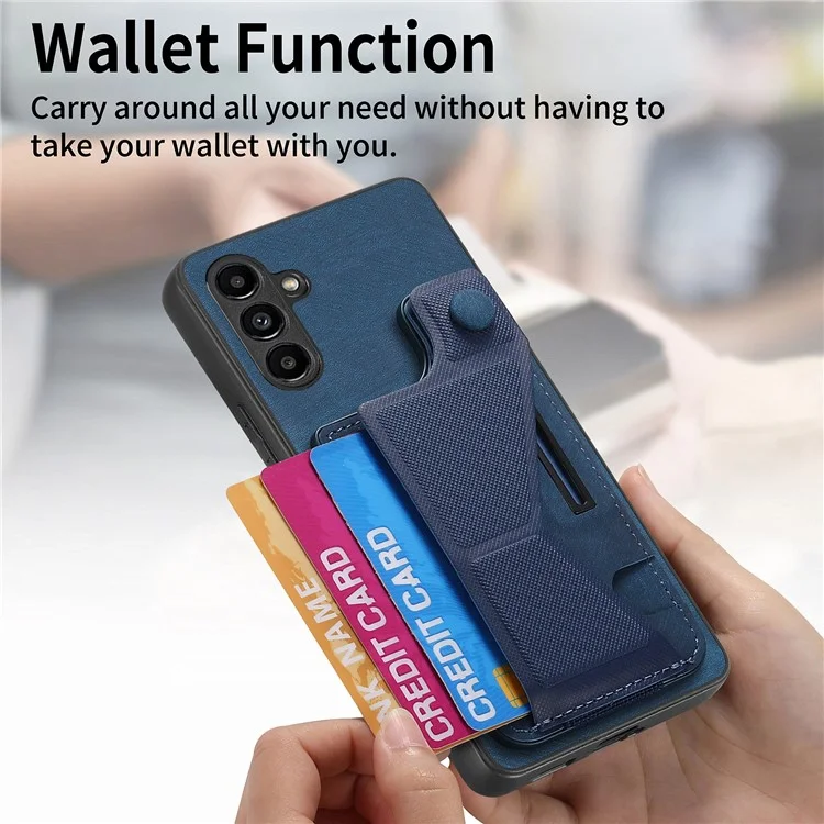D13 For Samsung Galaxy A34 5G Case Retro Leather Card Slot Phone Shell with Kickstand - Black