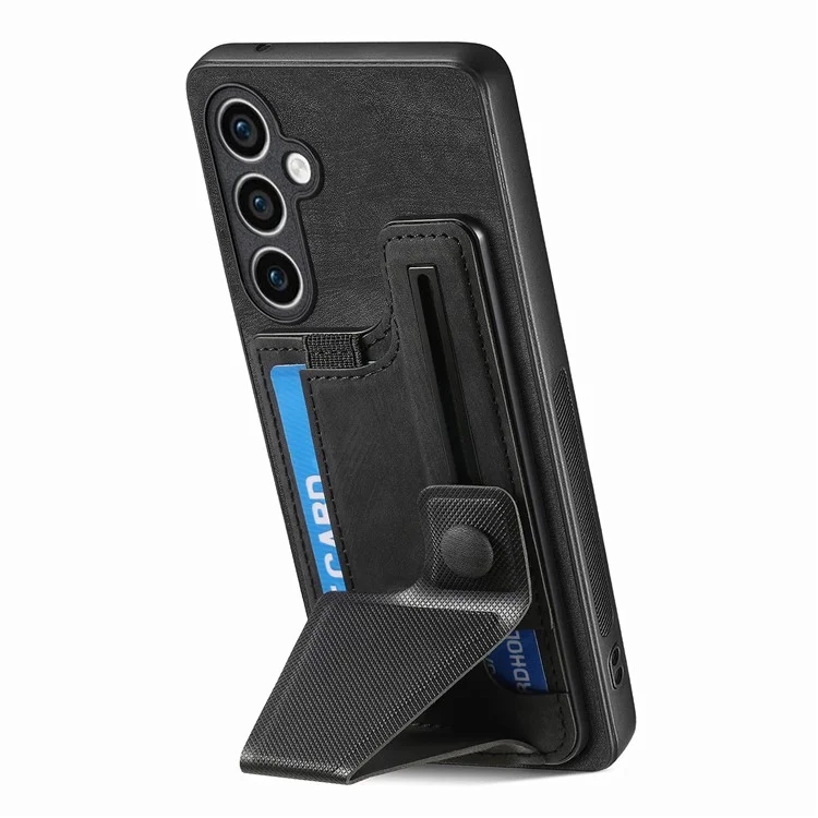 D13 Чехол для Samsung Galaxy S23 FE Ретро кожа+TPU Держатель для карт Чехол для телефона - Черный