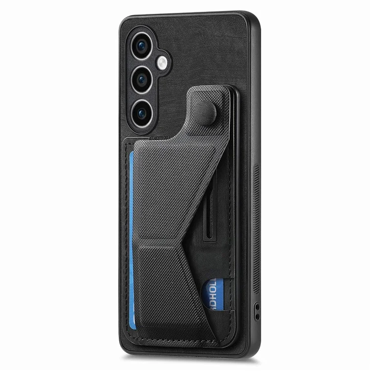 D13 Чехол для Samsung Galaxy S23 FE Ретро кожа+TPU Держатель для карт Чехол для телефона - Черный