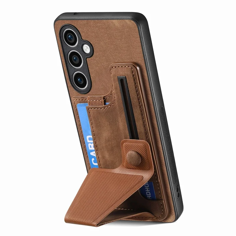 D13 For Samsung Galaxy S23 FE Case Retro Leather+TPU Back Card Holder Phone Cover - Brown
