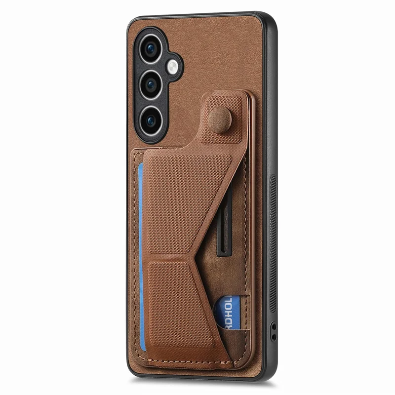 D13 For Samsung Galaxy S23 FE Case Retro Leather+TPU Back Card Holder Phone Cover - Brown