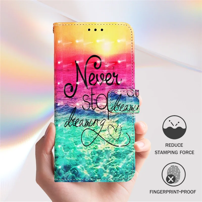 For Realme 12 5G Leather Case Pattern Printing Wallet Stand Mobile Cover with Strap - Never Stop Dreaming