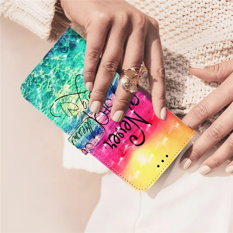 For Realme 12 5G Leather Case Pattern Printing Wallet Stand Mobile Cover with Strap - Never Stop Dreaming