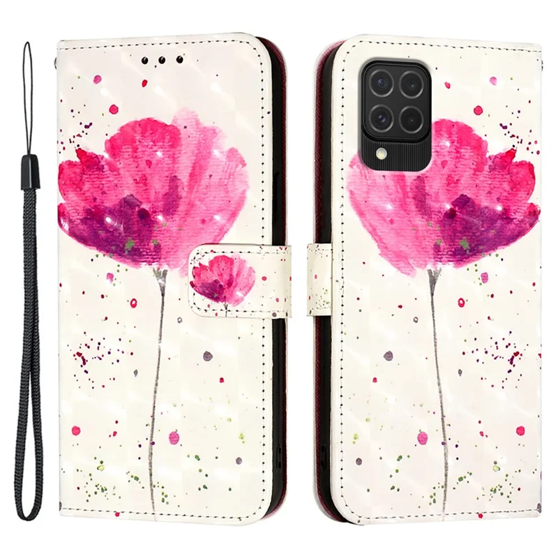YB Pattern Printing Leather Series-2 For Samsung Galaxy M62 / F62 Case Stand View Bookstyle Phone Cover - Flower