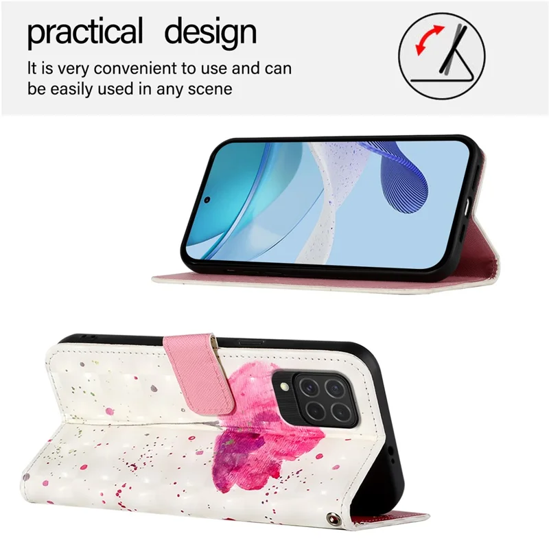YB Pattern Printing Leather Series-2 For Samsung Galaxy M62 / F62 Case Stand View Bookstyle Phone Cover - Flower