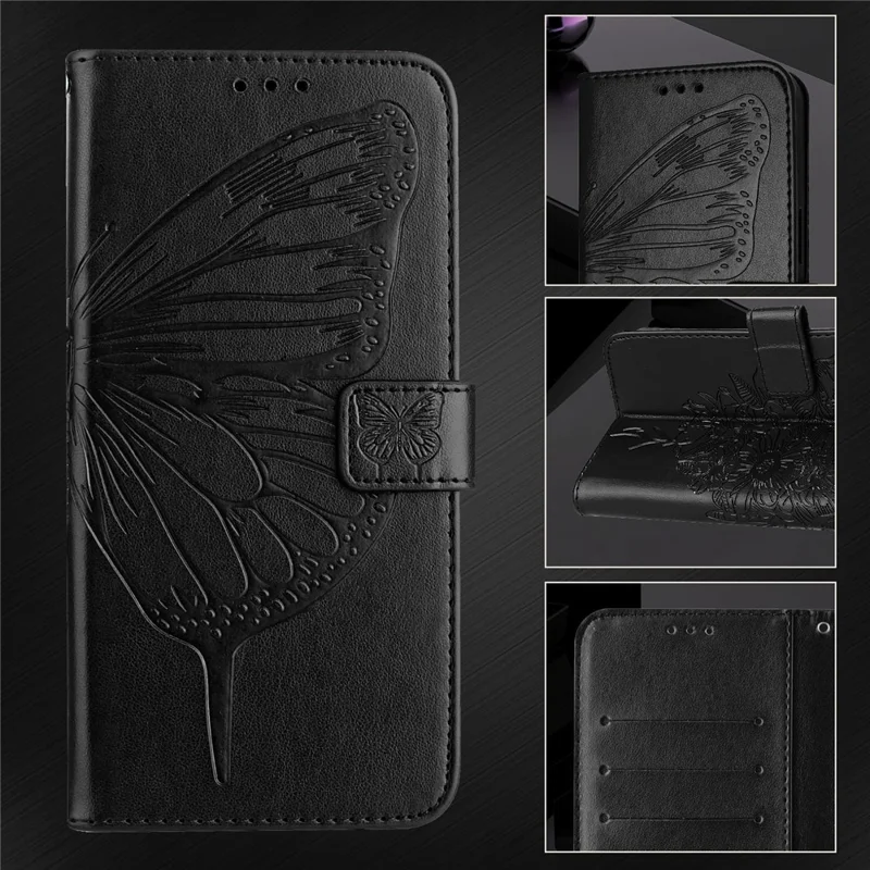 YB Impression de Série 4 Pour Samsung Galaxy M62 Portefeuille en Cuir en Cuir Butterfly Téléphone - Noir