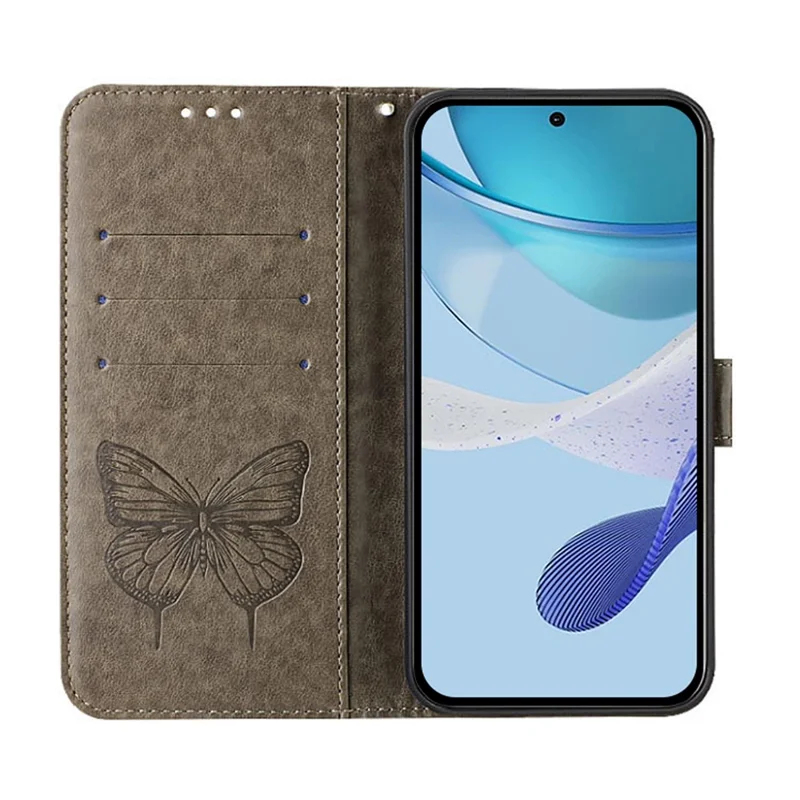 YB Imprimindo Série-4 Para Samsung Galaxy M62 Carteira de Caixa de Capinha Butterfly Flower Tampo - Cinza