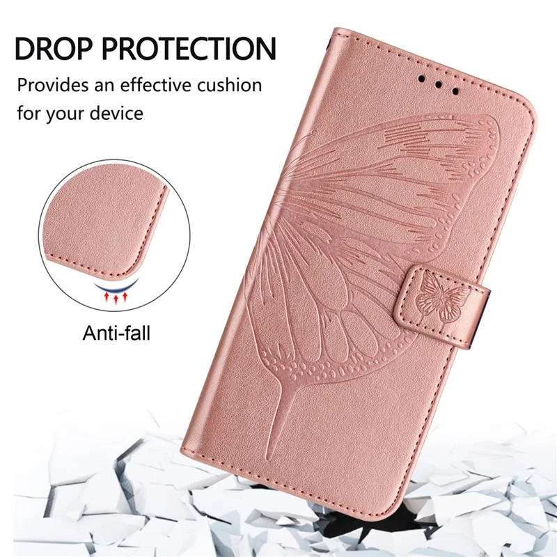 YB Imprimindo Série-4 Para Samsung Galaxy M62 Carteira de Caixa Butterfly Flower Top Tampa - Rosa Ouro