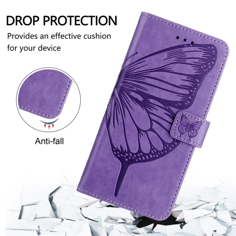 YB Implinting Series-4 Для Samsung Galaxy M62 Case Wallet Кожаная Бабочка Цветочная Телефонная Крышка - Фиолетовый