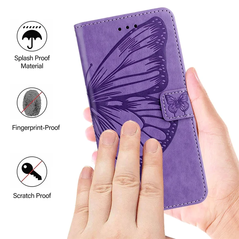 YB Implinting Series-4 Для Samsung Galaxy M62 Case Wallet Кожаная Бабочка Цветочная Телефонная Крышка - Фиолетовый