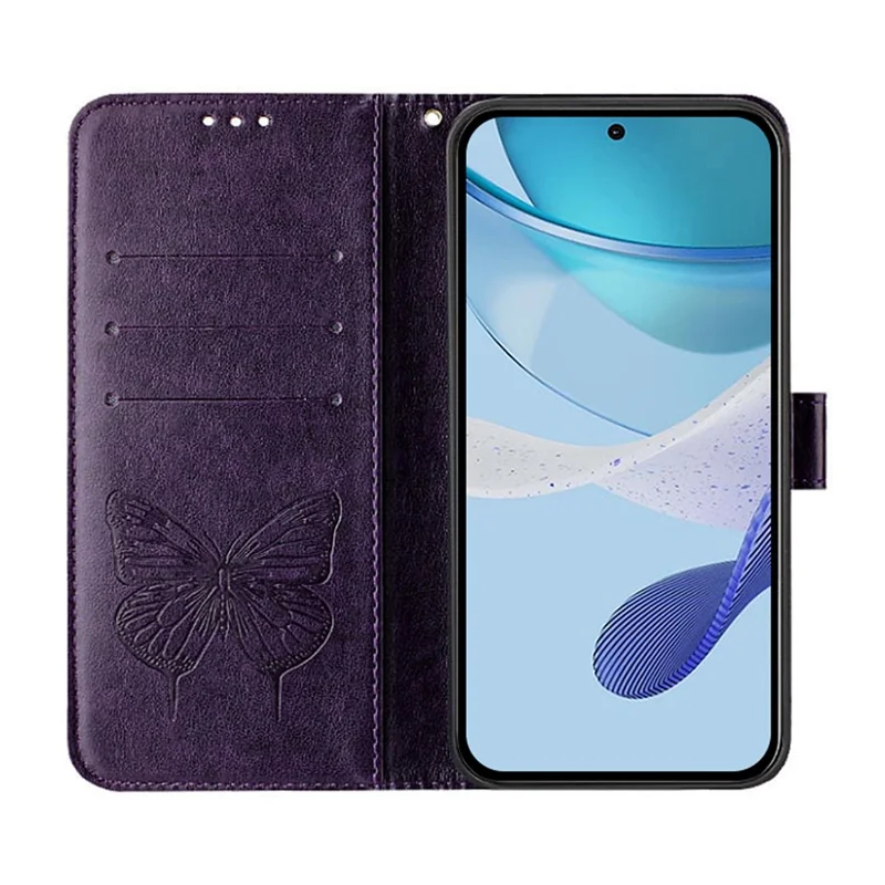 YB Imprinting Series-4 For Samsung Galaxy M62 / F62 Case Wallet Leather Butterfly Flower Phone Cover - Dark Purple