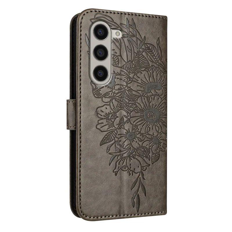 YB Imprinting Series-4 Pour Samsung Galaxy Z Fold6 5G Étui Portefeuille en Cuir Housse de Téléphone avec Dragonne - Gris