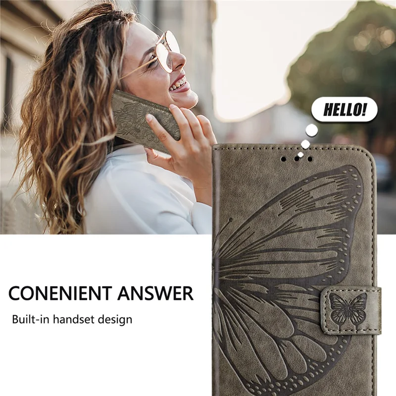 YB Imprinting Series-4 Pour Samsung Galaxy Z Fold6 5G Étui Portefeuille en Cuir Housse de Téléphone avec Dragonne - Gris