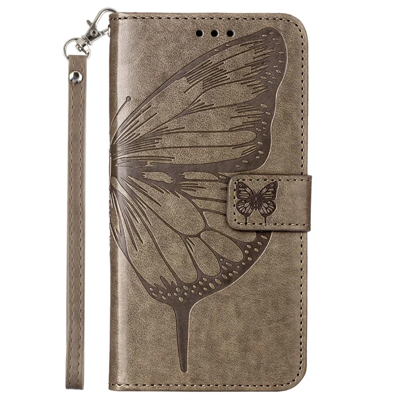 YB Imprinting Series-4 Pour Samsung Galaxy Z Fold6 5G Étui Portefeuille en Cuir Housse de Téléphone avec Dragonne - Gris