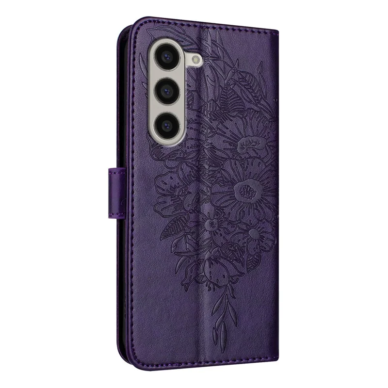 Série d'Imprimerie YB-4 pour Étui Portefeuille en Cuir Samsung Galaxy Z Fold6 5G avec Dragonne - Violet Foncé