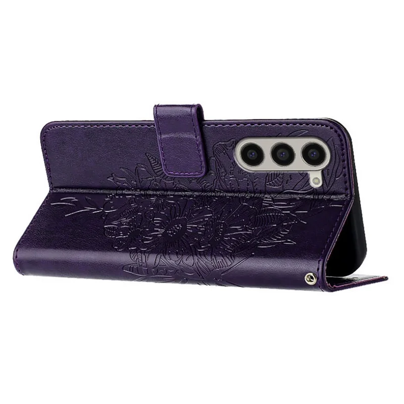 Série d'Imprimerie YB-4 pour Étui Portefeuille en Cuir Samsung Galaxy Z Fold6 5G avec Dragonne - Violet Foncé