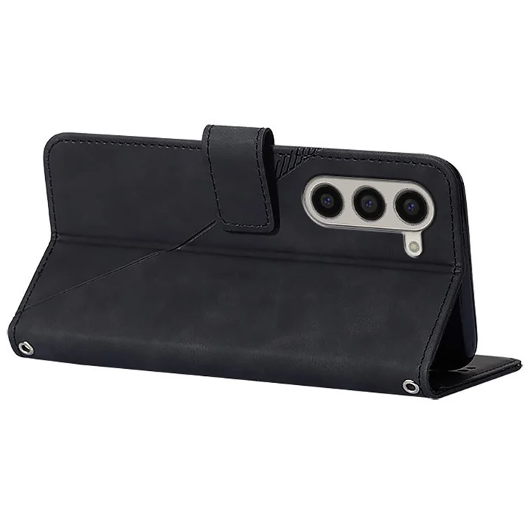 For Samsung Galaxy Z Fold6 5G Leather Case with Shoulder Strap Wallet Stand Phone Cover - Black