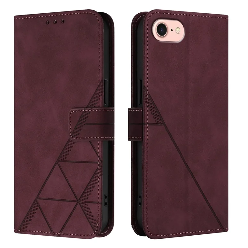 For iPhone 17e / 16e Leather Case with Shoulder Strap Wallet Stand Phone Cover - Wine Red