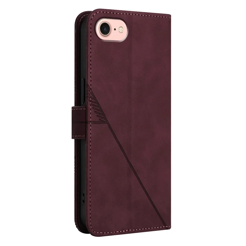 For iPhone 17e / 16e Leather Case with Shoulder Strap Wallet Stand Phone Cover - Wine Red
