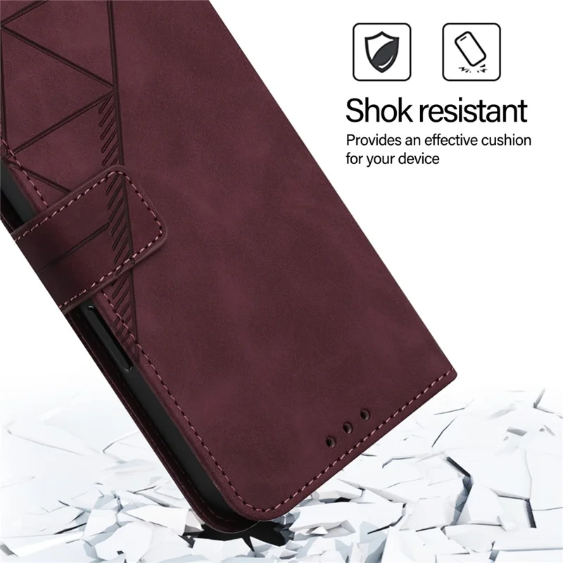For iPhone 17e / 16e Leather Case with Shoulder Strap Wallet Stand Phone Cover - Wine Red