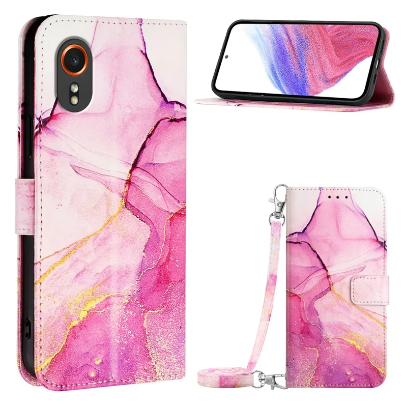 Série de Impressão de Padrão YB Leather-6 Para Samsung Galaxy Xcover7 Case Wallet Crossbody Phone Cover - Pink / Purple / Gold LS001