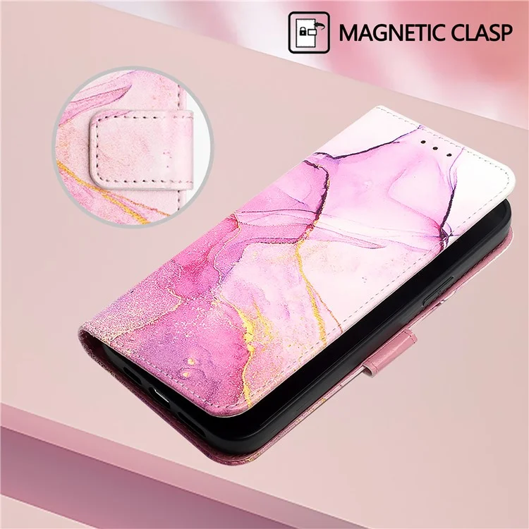 Per Samsung Galaxy Z Fold6 5G Wallet Case Custodia in Pelle Copertina Telefono con Tracolla - Rosa / Viola / Oro LS001