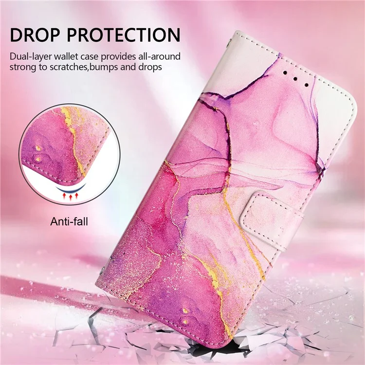 Per Samsung Galaxy Z Fold6 5G Wallet Case Custodia in Pelle Copertina Telefono con Tracolla - Rosa / Viola / Oro LS001
