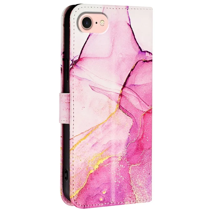 For Samsung Galaxy Z Fold6 5G Leather Case with Shoulder Strap Marble Pattern Phone Stand Cover - Pink / Purple / Gold LS001