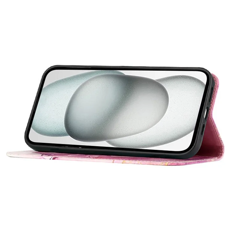 For Samsung Galaxy Z Fold6 5G Leather Case with Shoulder Strap Marble Pattern Phone Stand Cover - Pink / Purple / Gold LS001