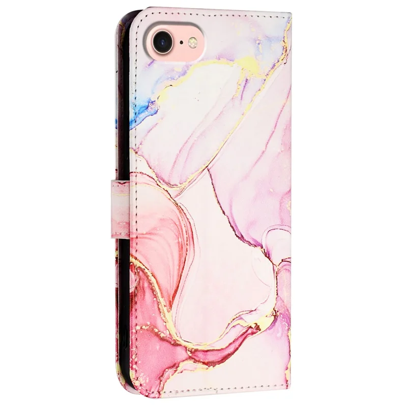 For Samsung Galaxy Z Fold6 5G Leather Case with Shoulder Strap Marble Pattern Phone Stand Cover - Rose Gold LS005