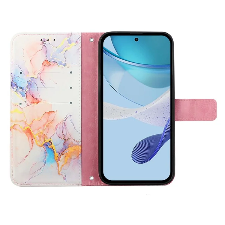 For Oppo A2 Pro 5G / A3 Pro (China) 5G Leather Case with Shoulder Strap Marble Pattern Phone Stand Cover - Milky Way Marble White LS004