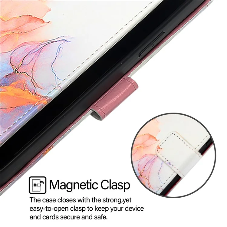 For Oppo A2 Pro 5G / A3 Pro (China) 5G Leather Case with Shoulder Strap Marble Pattern Phone Stand Cover - Milky Way Marble White LS004