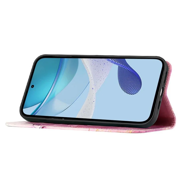 For Samsung Galaxy Z Fold6 5G Case with Strap Marble Pattern Leather Phone Cover Card Holder - Pink+Purple+Gold LS001