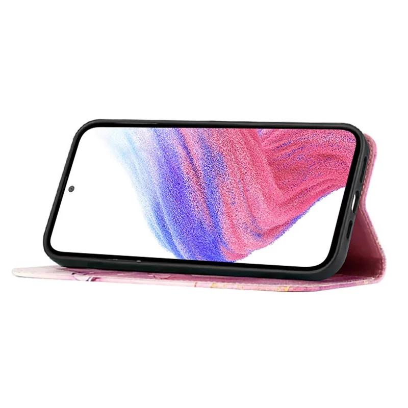 Capa de Proteção Completa Flip Fólio para Samsung Galaxy Xcover7 - Série de Couro com Estampa de Padrão YB - Rosa+Roxo+Dourado LS001 