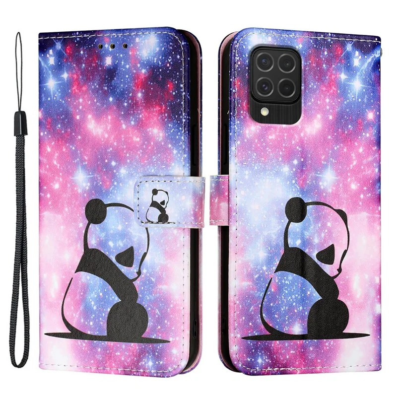 YB Pattern Printing Leather Series-4 Para Samsung Galaxy M62 Case Willet Stand Magnetic Cuase Teléfono Cubierta - Panda de Bebé