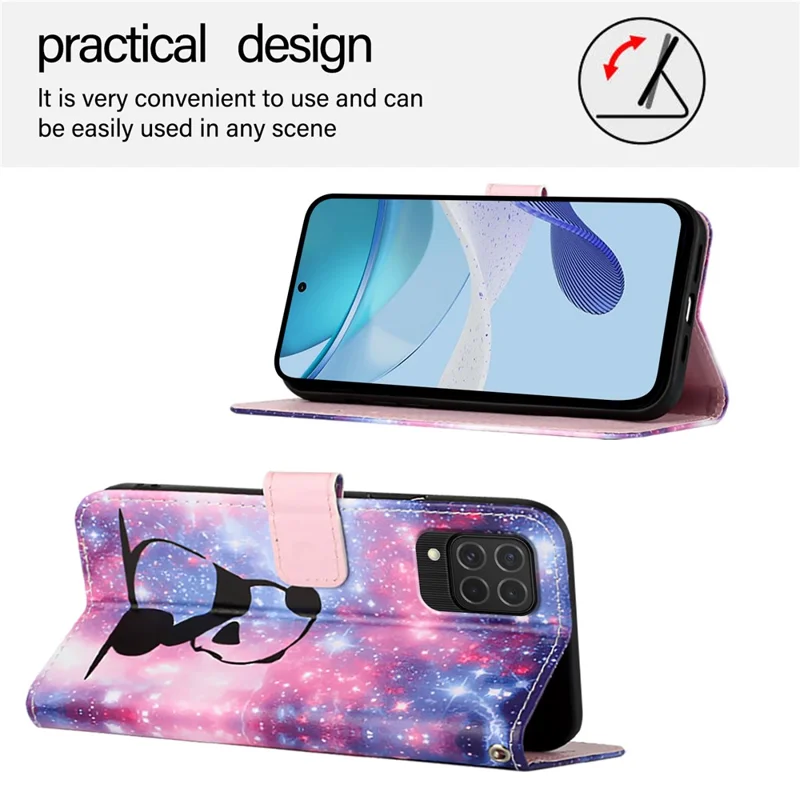 YB Pattern Printing Leather Series-4 Para Samsung Galaxy M62 Case Willet Stand Magnetic Cuase Teléfono Cubierta - Panda de Bebé