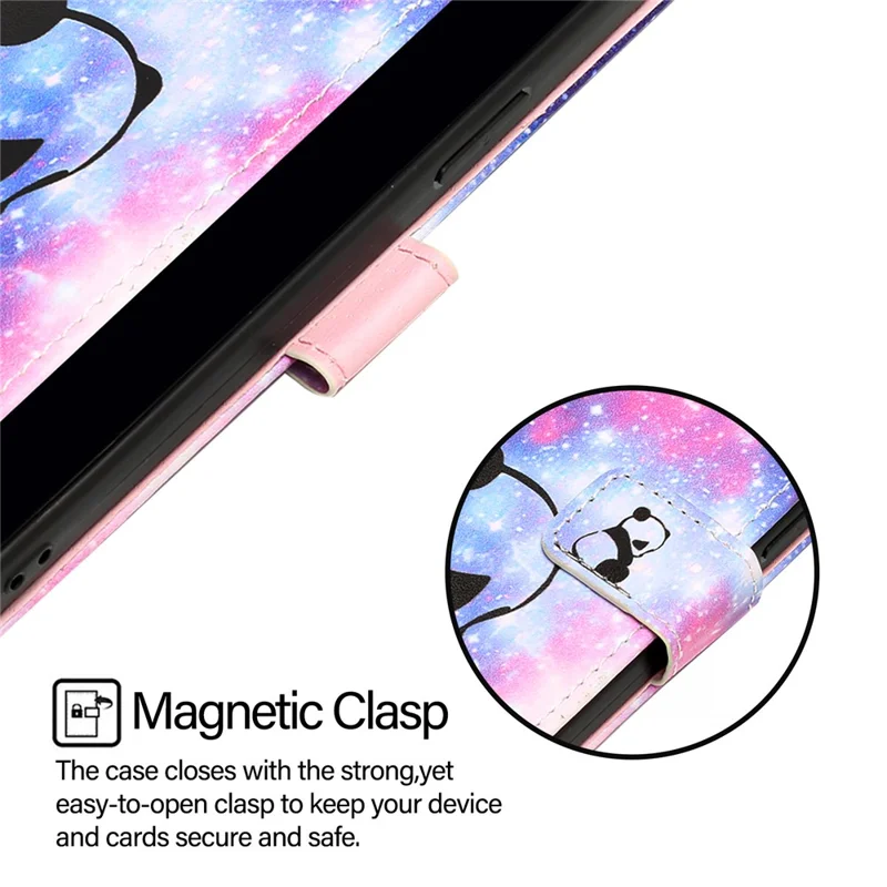 YB Pattern Printing Leather Series-4 Para Samsung Galaxy M62 Case Willet Stand Magnetic Cuase Teléfono Cubierta - Panda de Bebé