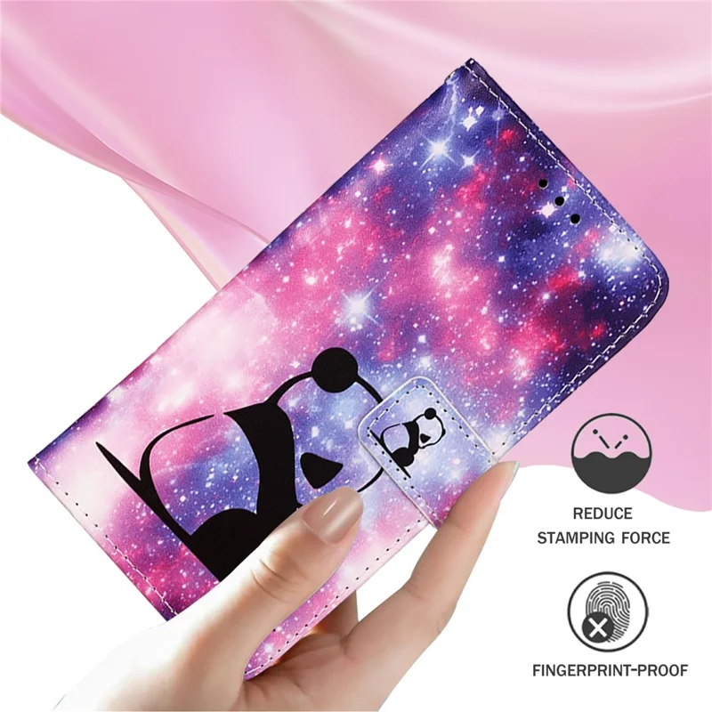 YB Pattern Printing Leather Series-4 Para Samsung Galaxy M62 Case Willet Stand Magnetic Cuase Teléfono Cubierta - Panda de Bebé