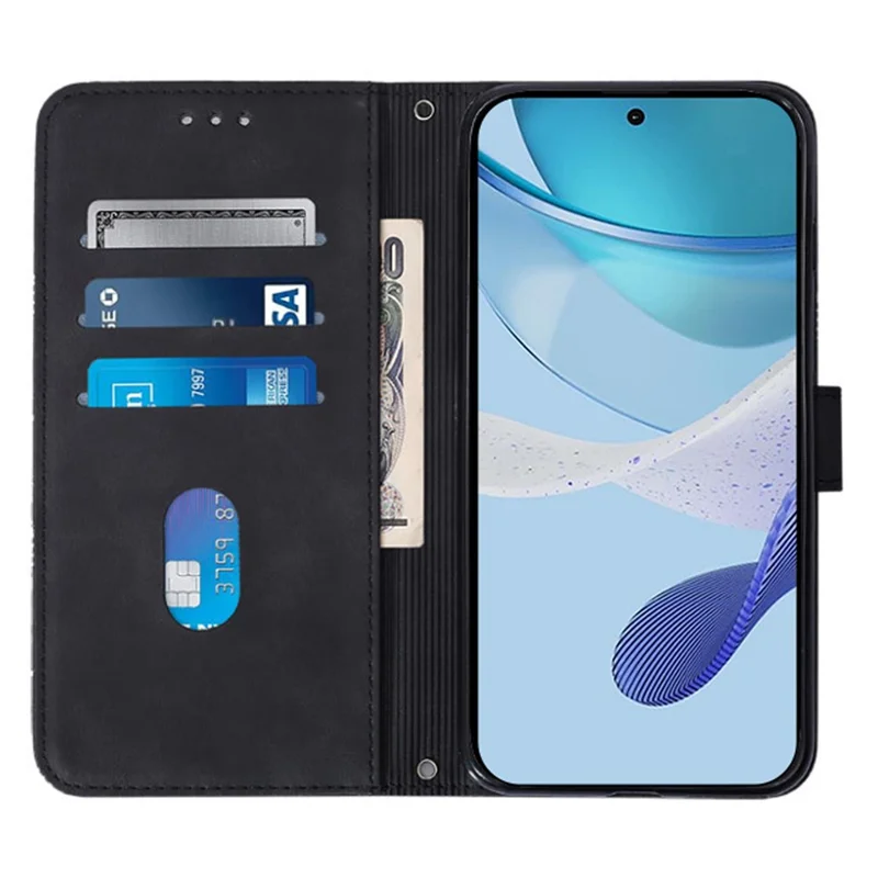 YB Implinting Series-1 Для Samsung Galaxy M62 / F62 Кошелька Кожаная Магнитная Застежка Телефона - Черный